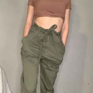 High waisted green pants